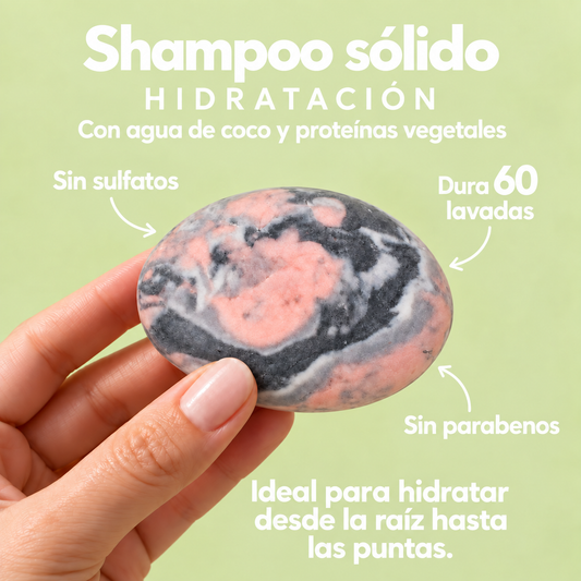 Shampoo Sólido Hidratación · Agua de Coco y Proteínas Vegetales