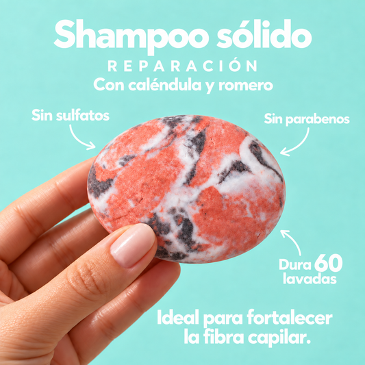 Shampoo Sólido Reparación · Romero y Caléndula